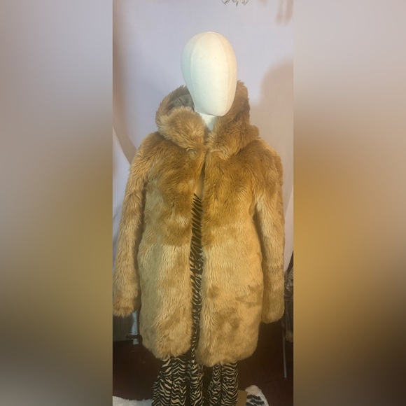 LPA Hooded Faux Fur Coat – Camel | New With Tags | Size Small - Picture 5 of 9